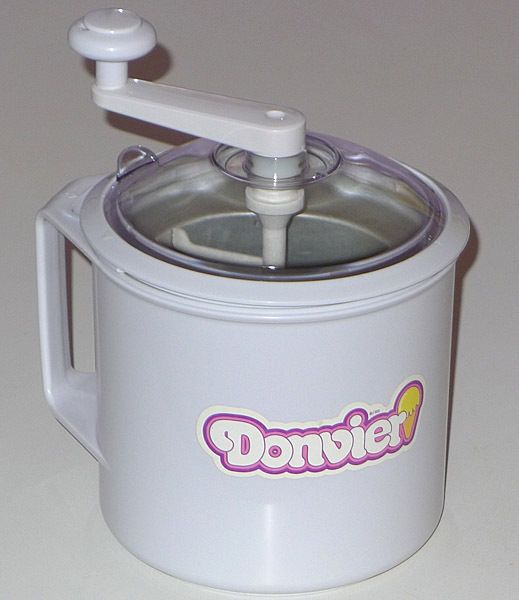 VINTAGE DONVIER ICE CREAM MAKER HAND CRANK CHURN 1 QUART COMPLETE IN