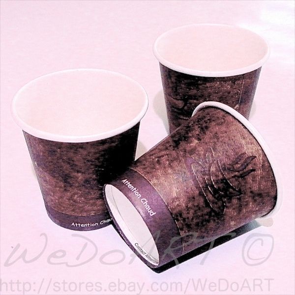 50 Coffee cups  Disposable paper cups 4oz 110ml For espresso Brown