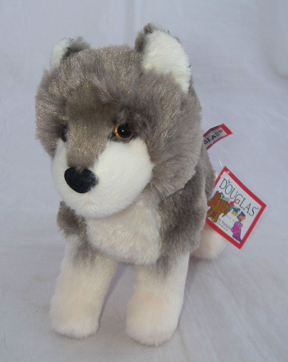 Douglas Cuddle Toy Plush Ashes Wolf 4036 1 White Gray Siberian Husky