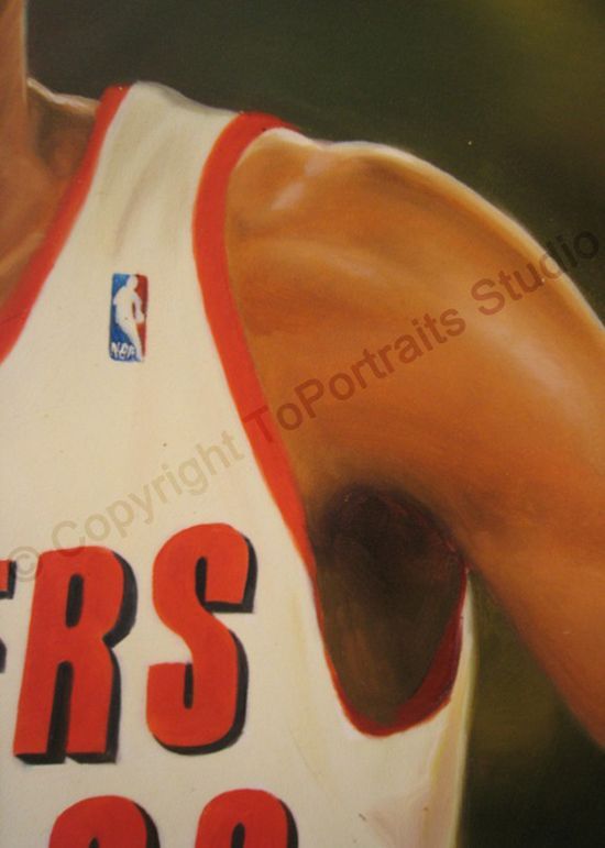 details title clyde drexler original oil painting size 36 x