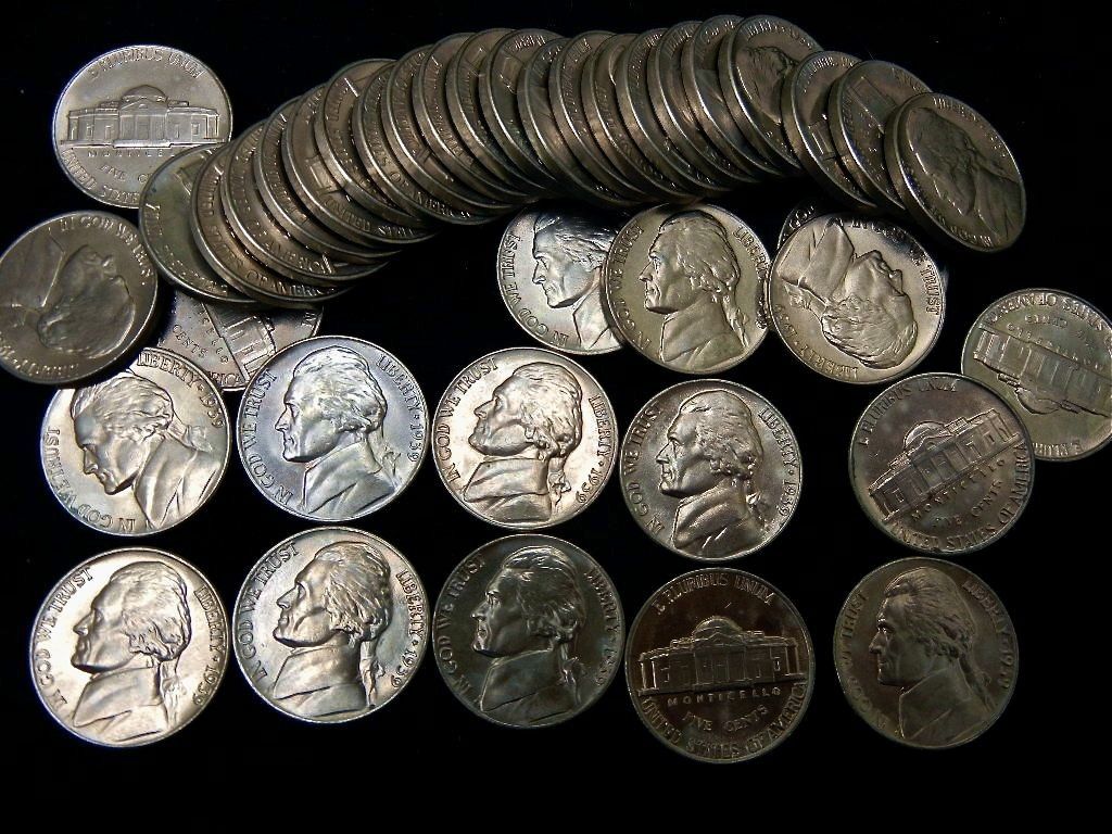  Uncirculated Roll of Jefferson Nickels 39 BU 1939 P Nickles