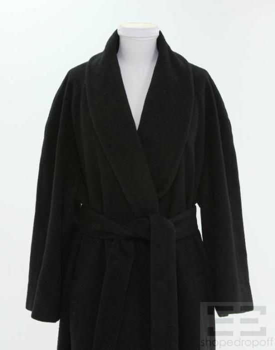 Donna Karan Black Cashmere Long Coat Size M