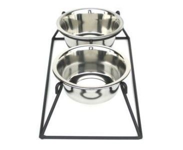 Double Bowl Elevated Raised Dog Feeder Dish Heavy Duty