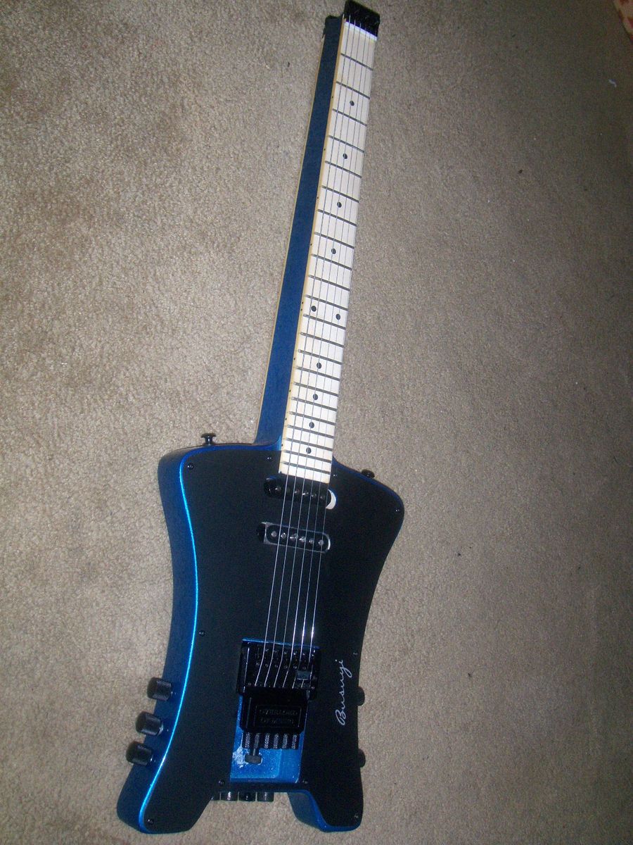 SLR Headless Neck Thru Blue Elec bass Guitar 2009 Double sided Guitar