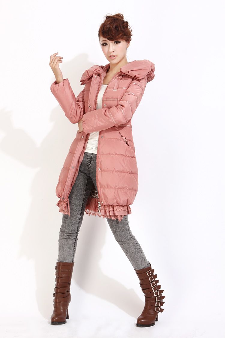 Womens Real Fur Down Coat Hooded Jacket Winter Warm Parka Puffer Pink