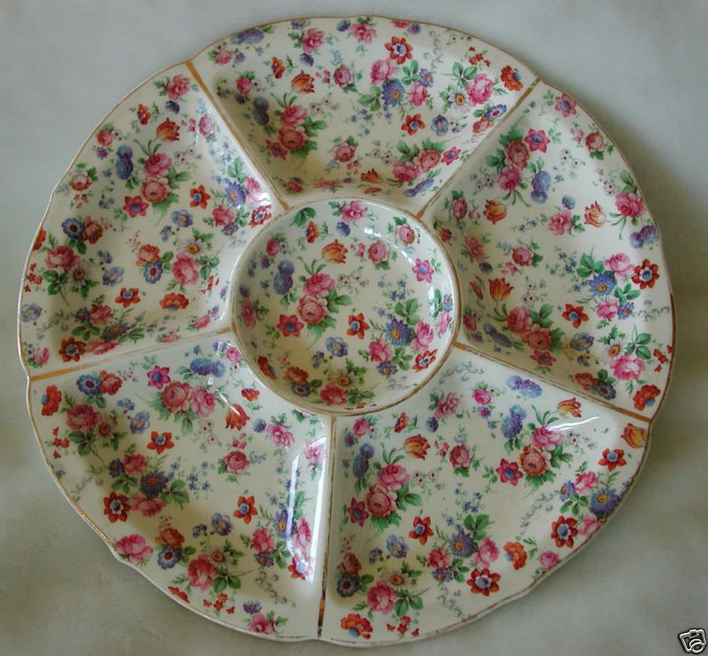 Vintage Erphila Germany Dorset Cheery Chintz Snack Tray