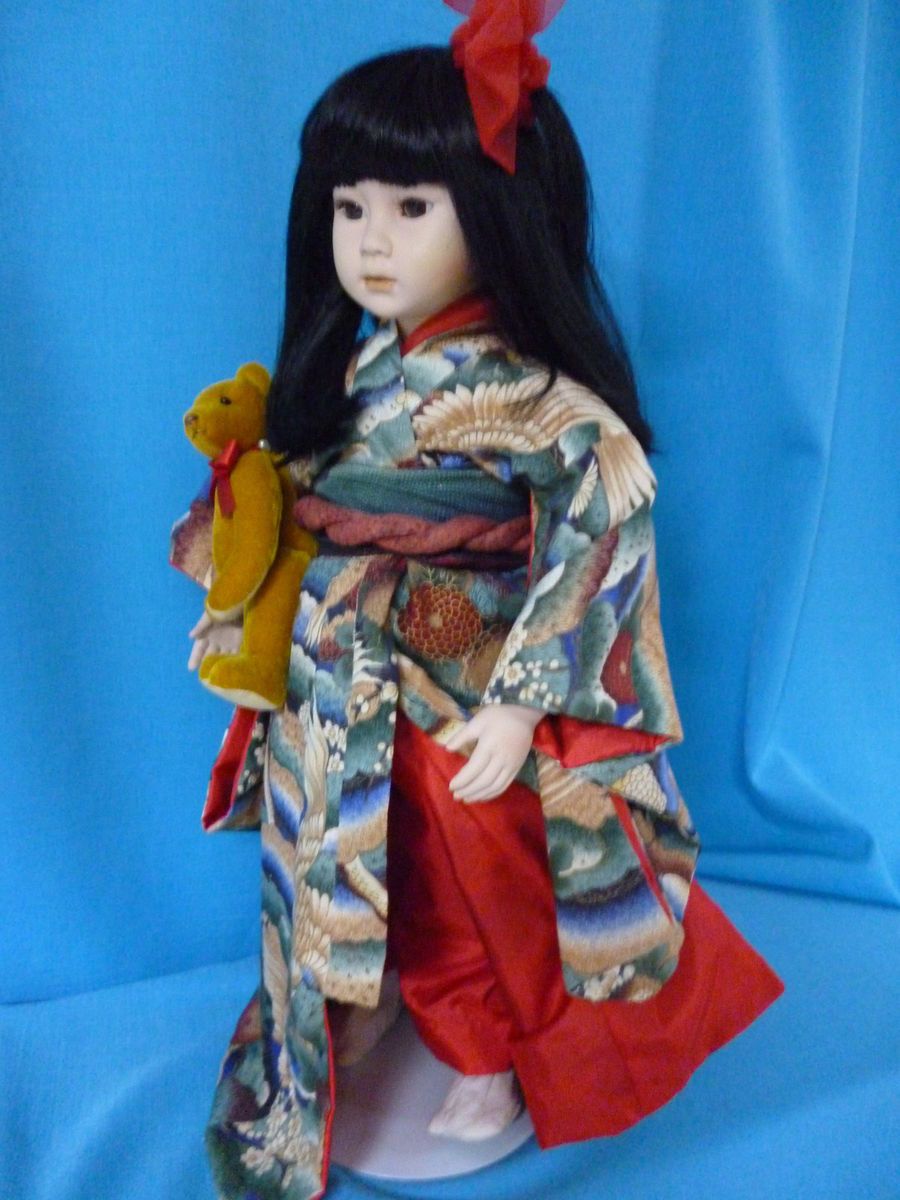  PORCELAIN DOLL BY PAULINE 1999 DOTY AWARD JAPANESE GIRL COA J SLIPPERS