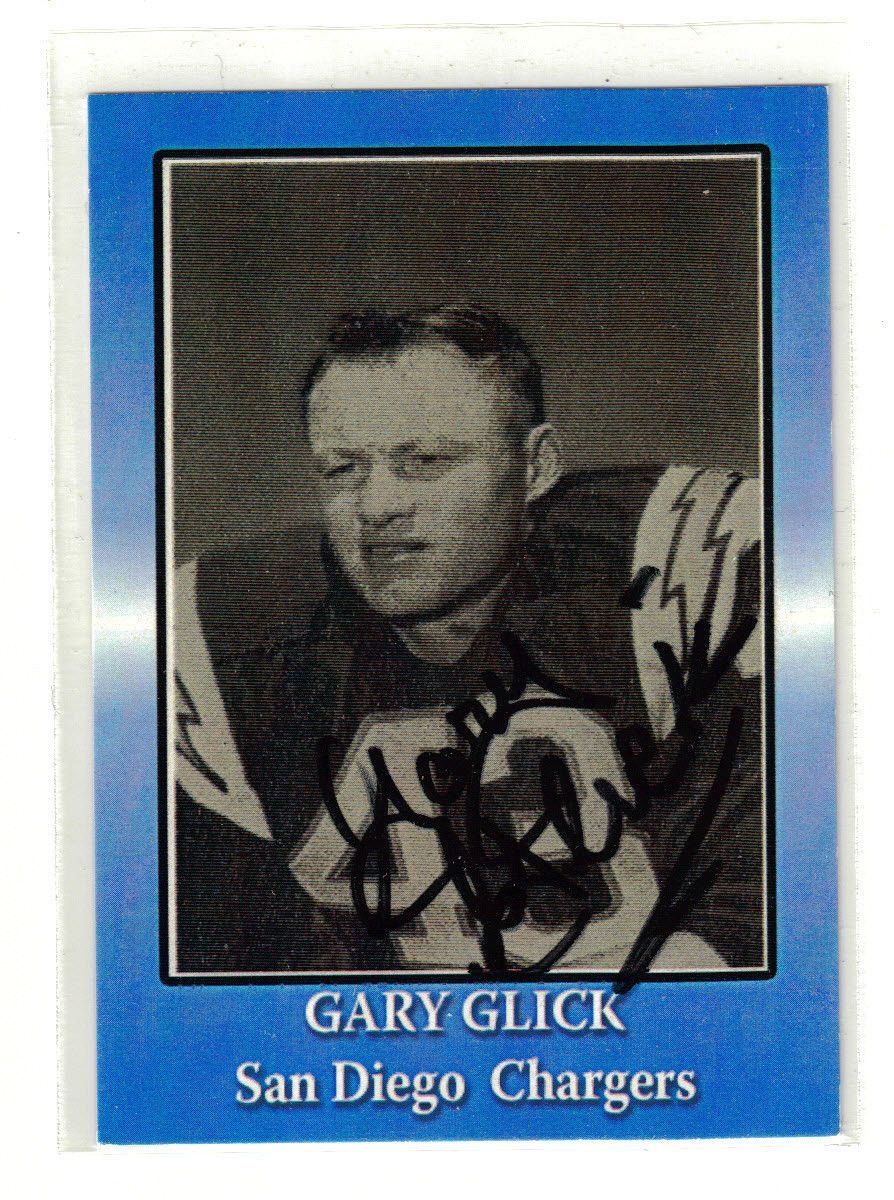 Gary Glick Auto Signed San Diego Chargers