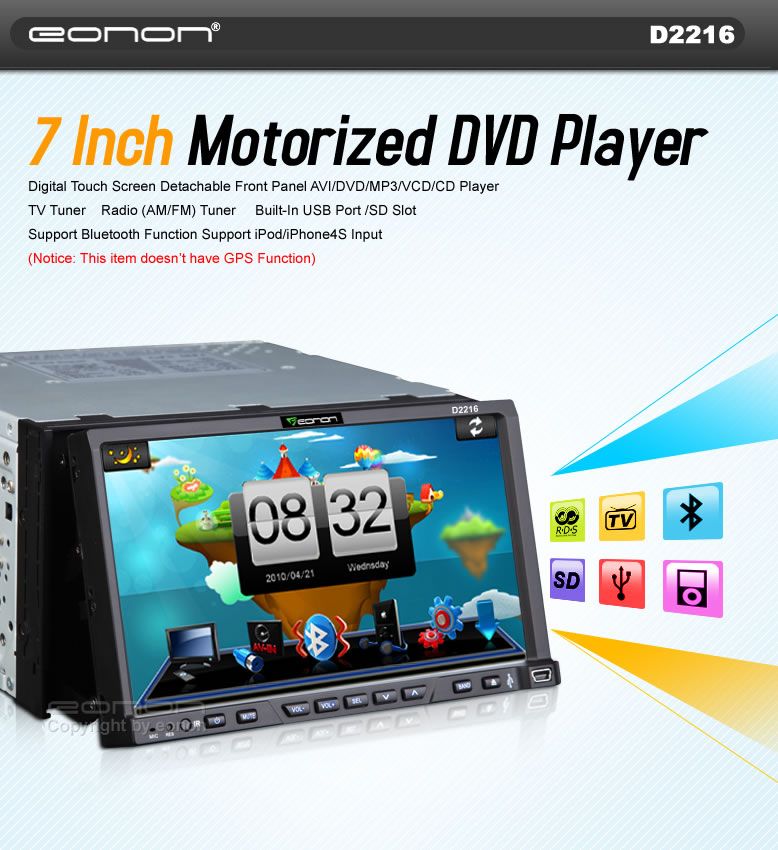  LCD TV in Dash Car 2Din iPod iPhone FM Stereo DVD Player 0 01