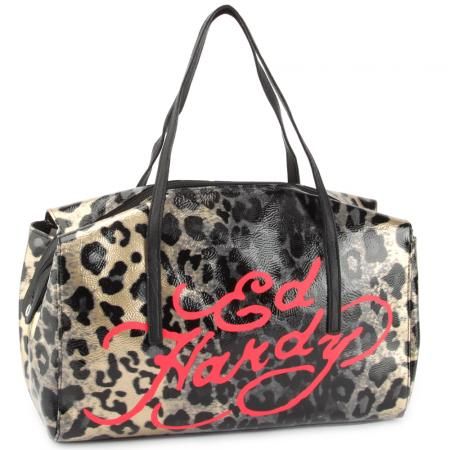 Ed Hardy Eartha Animal Kingdom Satchel   Black