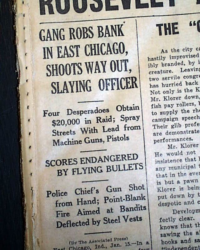 JOHN DILLINGER East Chicago Bank Robbery SHOOTOUT & Babe Ruth 1934 Old