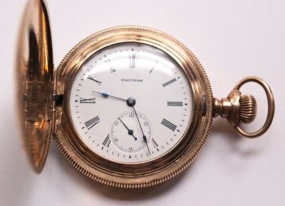  Size 6 Seaside Pocket Watch 14k GF Hunter Case Sidewinder