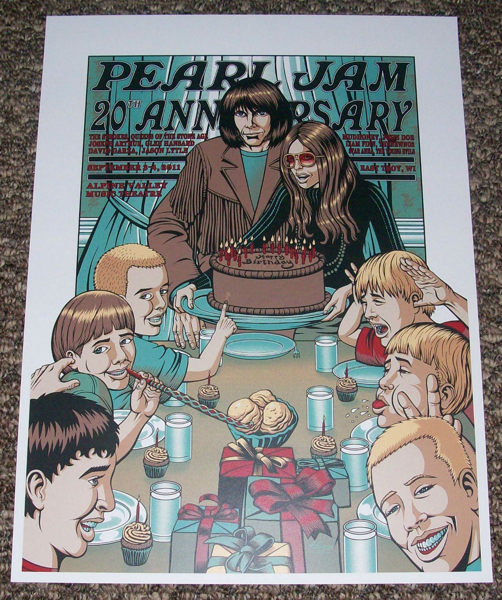  2011 TOUR POSTER PJ20 AT ALPINE VALLEY 9 3 4 11 JUSTIN HAMPTON DESIGN