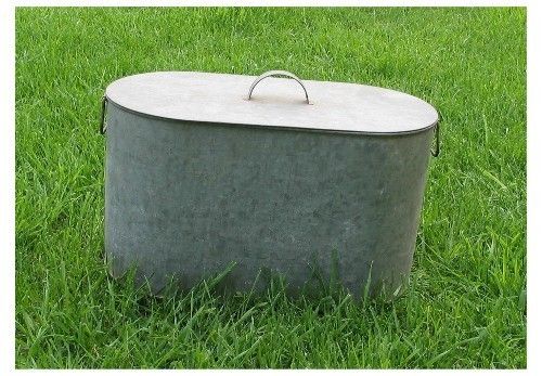 Vintage Galvanized Steel Tub Large Oval with Lid Canner Boiler Wash