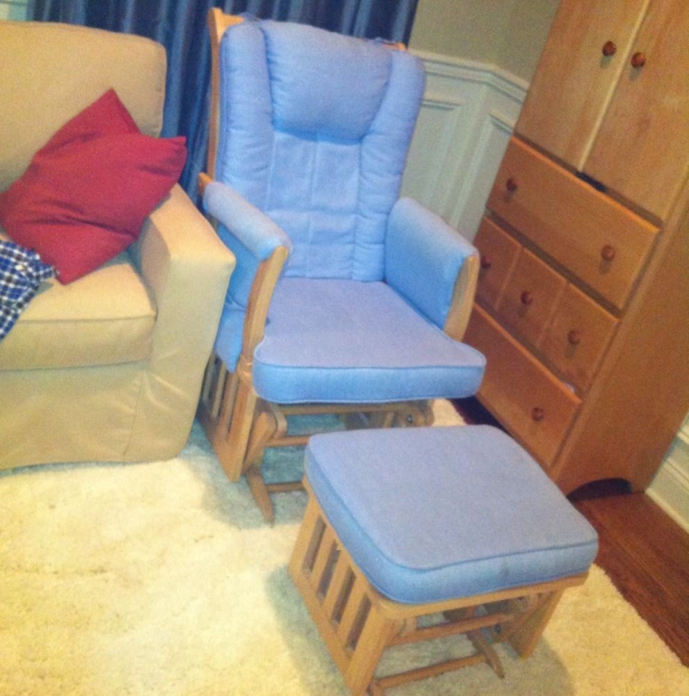 Dutailier Rocker Glider Ottomon Light Blue Excellent Pick Up In NJ No