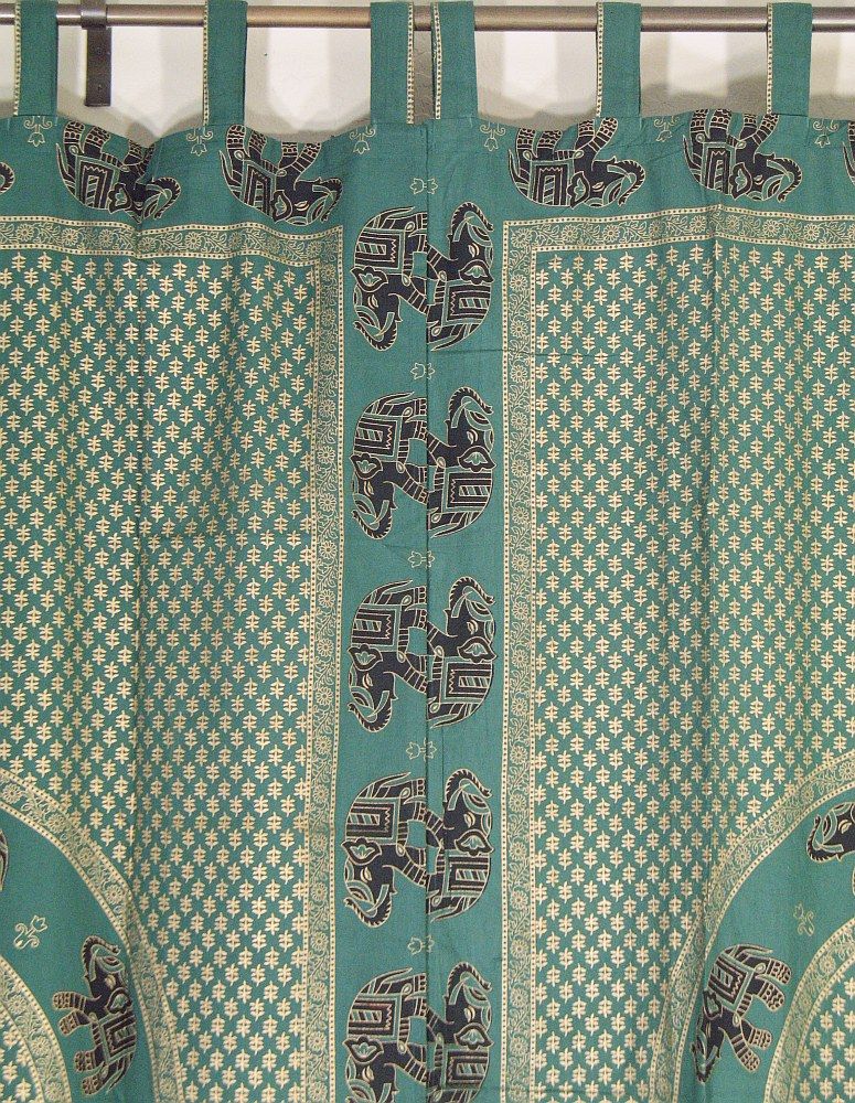 Lovely Pair of Hand Block Printed Cotton Curtains / Drapes / Panels