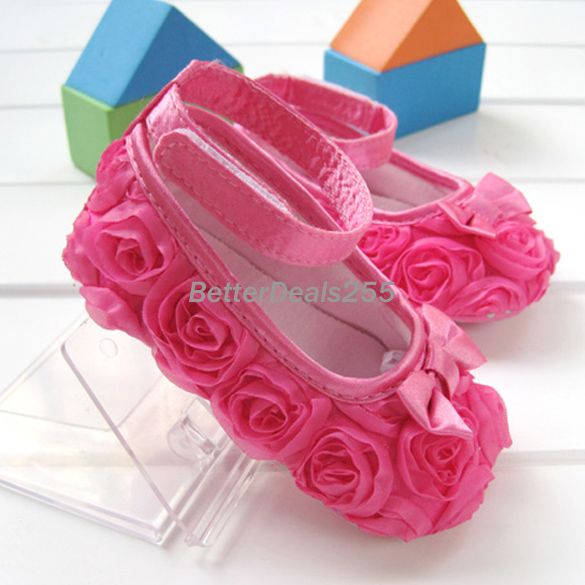 Fashion Toddler Baby Girls Princess Shoes Pink Rose Flower Hot