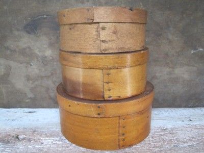 Antique Pantry Box Lot Copper Nails Bentwood Primitive Firkin Shaker