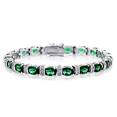 00 Carat Green Quartz and White Sapphire Bracelet in Sterling Silver