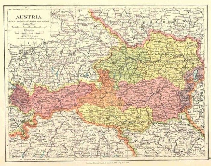 Edward Stanford Circa 1920 Austria Österreich Old Vintage Map