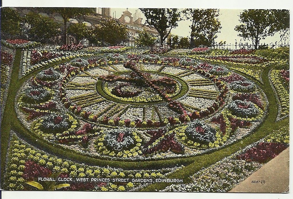 Antique Postcard FLORAL CLOCK EDINBURGH SCOTLAND UK W. PRINCES STREET