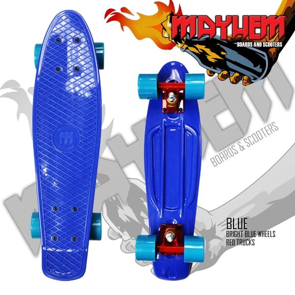 MAYHEM Complete Cruiser Skateboard Blue / Bright Blue Wheels