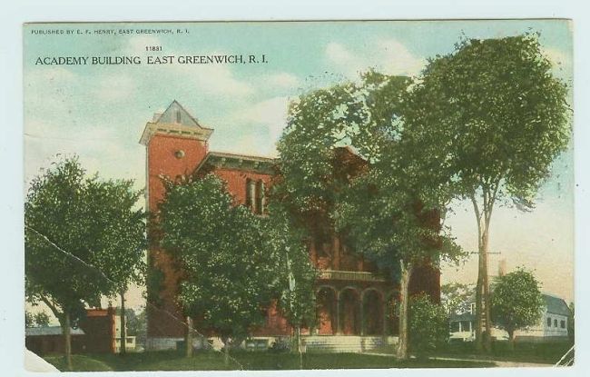 academy bldg east greenwich ri postcard c1910