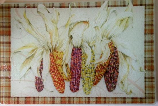  Corn Counter Saver Cutting Board Autumn Fall Glass Harvest