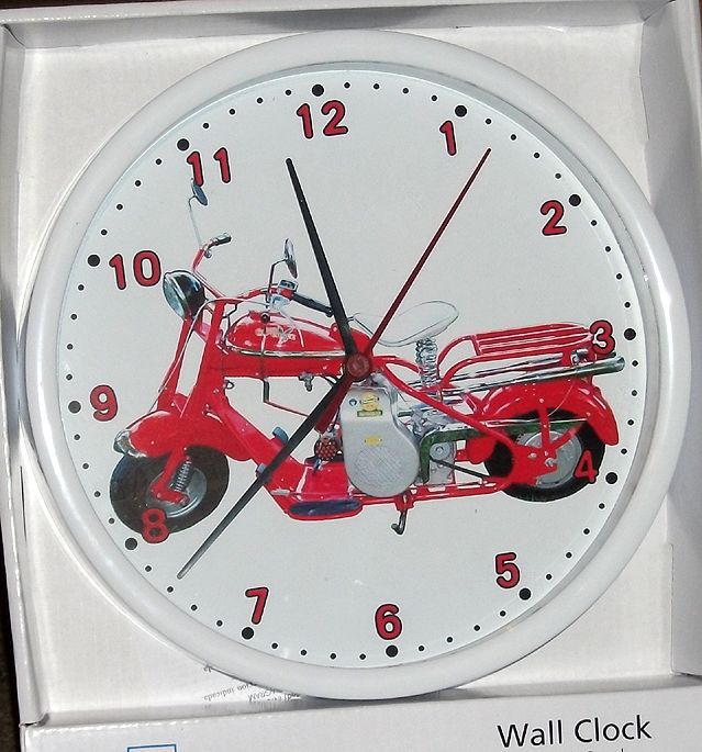 Classic Cushman 1952 Red Eagle Scooter Custom Motorcycle Wall Clock