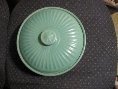  California Potteries Art Deco Blue Casserole with Pierced Stand Holder