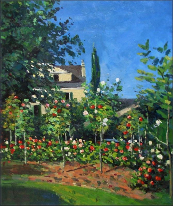  Painted Oil Painting Repro Claude Monet Garden at Saint Adresse