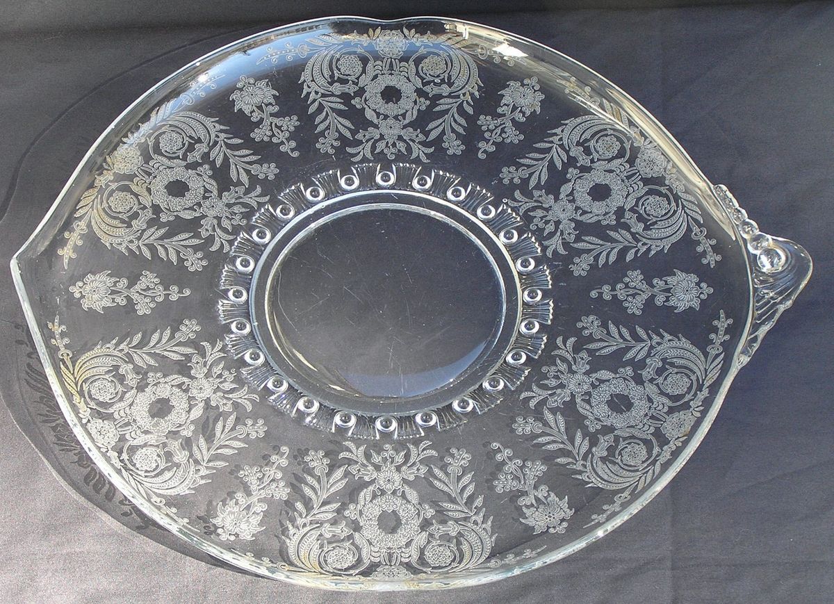   Heisey Belvedere Fern 1495 Crystal Torte Sandwich Cake Platter Dish