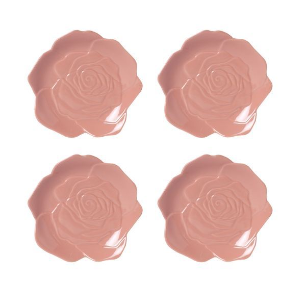 Pfaltzgraff Rose Shaped Dessert Plates Set of 4 Tea Rose