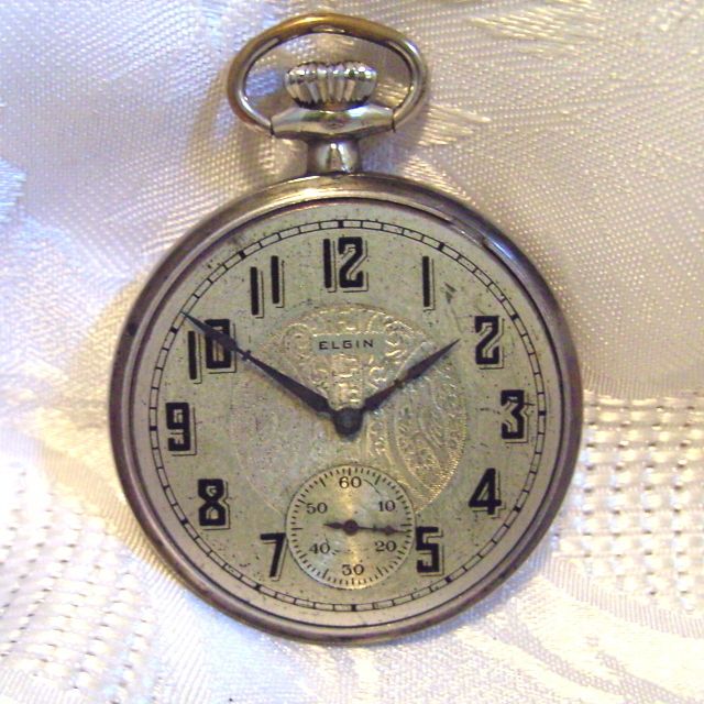 Elgin Pocket Watch 1925 16 Size 7 Jewels Fancy Dial