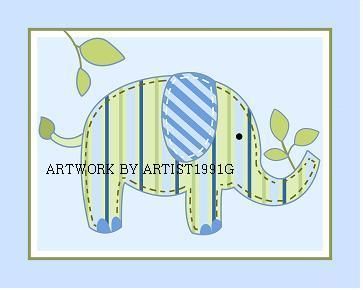 Pottery Barn Kids Frame Eli Elis Elphant Nursery Art