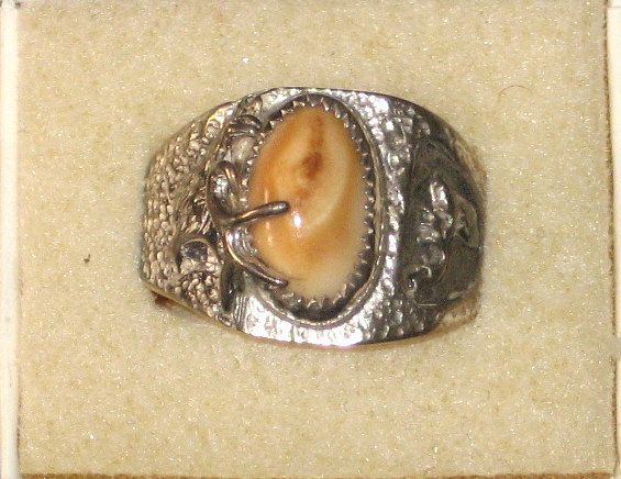 Montana Elk Tooth Teeth Ivory Deer Antler Sterling Silver Mens Ring 91