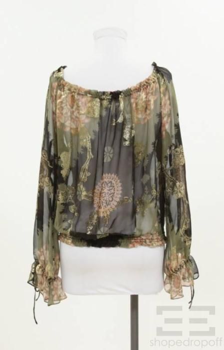 Emanuel UNGARO Black Metallic Gold Printed Blouse