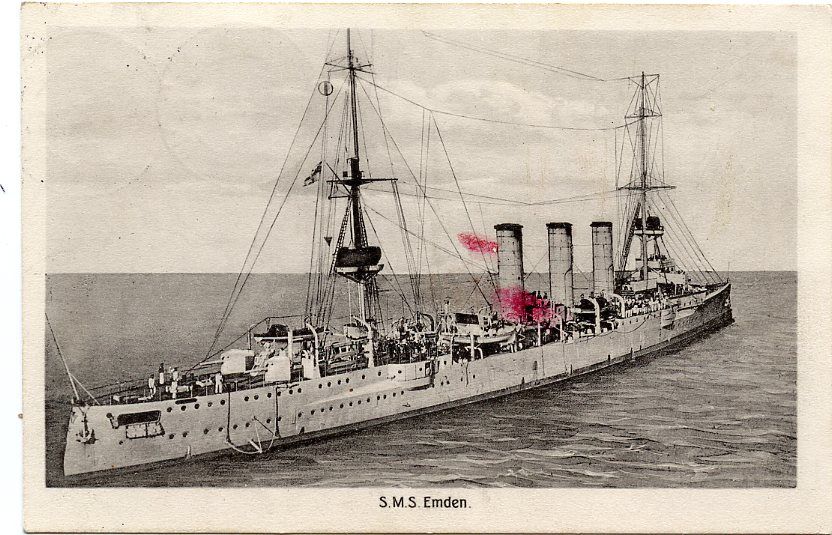 germany 1915 ppc s m s emden sent 01 23 1915 from eutritzsch to johann