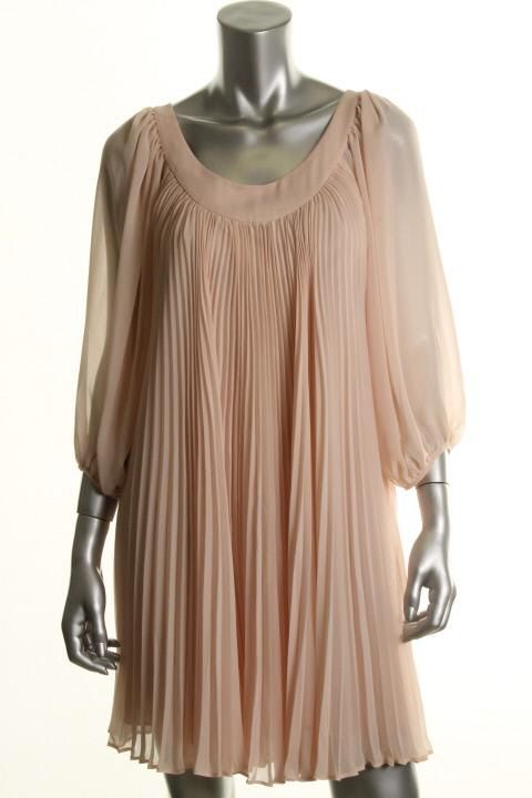 Erin Fetherston New Pink Sheer Shutter Pleat Bell Sleeve Semi Formal