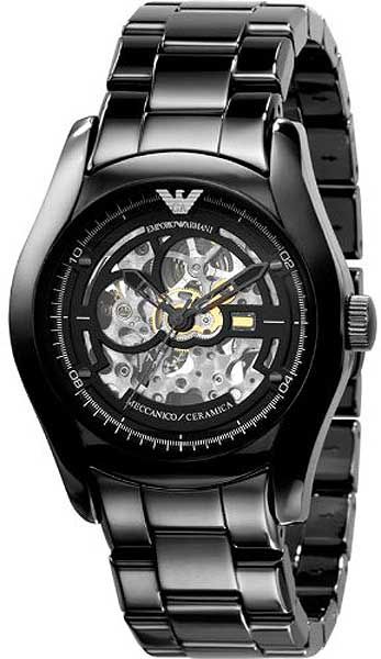 Authentic Emporio Armani AR1414 Automatic Ceramica Skeleton Mens Watch