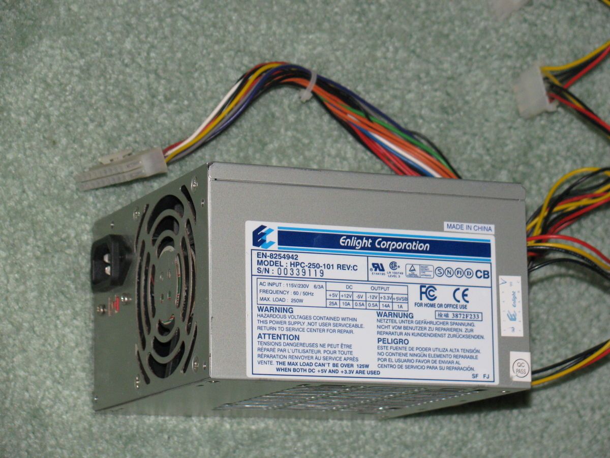 Enlight HPC 250 101 En 8254942 250W ATX Power Supply PSU 250 Watt