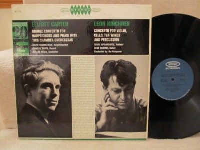 Elliott Carter Leon Kirchner Concertos Piano Violin Stereo LP