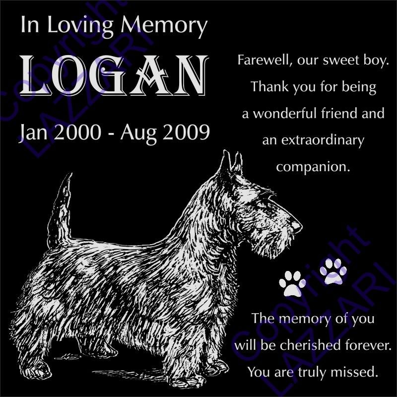 Personalized Scottish Terrier Scottie Pet Memorial 12x12 Granite