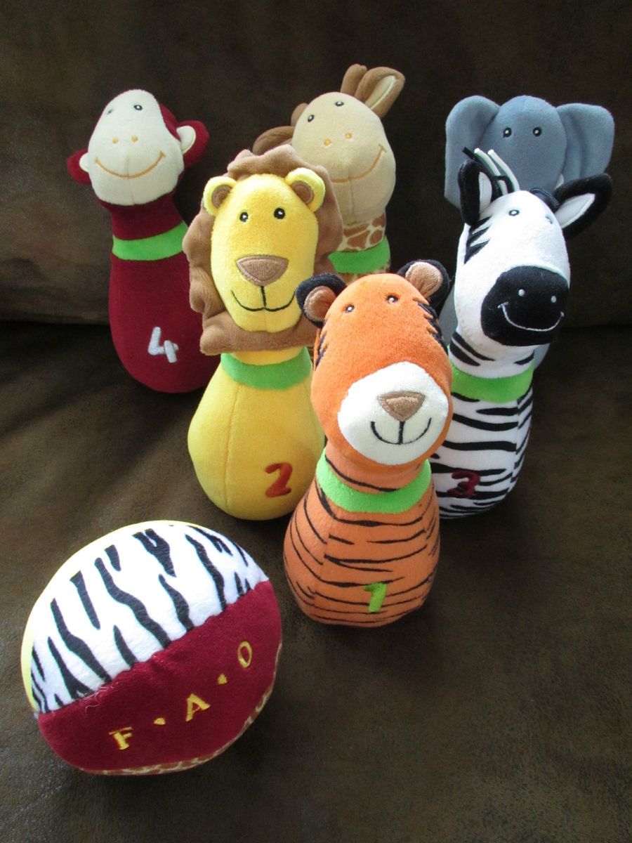 FAO Schwarz Safari Bowling Set Plush Animals