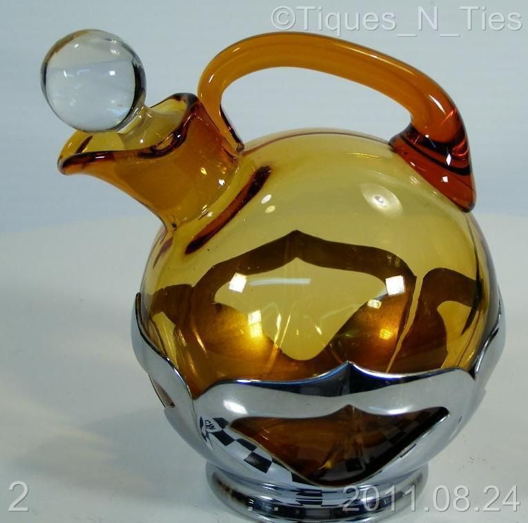 Farber Bros Cambridge Amber Art Deco Cordial Decanter