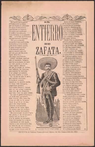 Emiliano Zapata Burial Entierro Broadside Poster Mexico