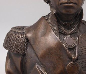 BRONZE BUST OF LORD ADMIRAL NELSON   SOLID MARBLE BASE   37CM HIGH