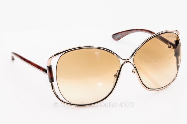 Tom Ford Gold Emmeline 155 Womens Oversized Tortoise Frames Sunglasses