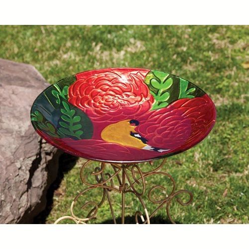 Evergreen Bird Bath Summer Song Glass Birdbath EG2GB111