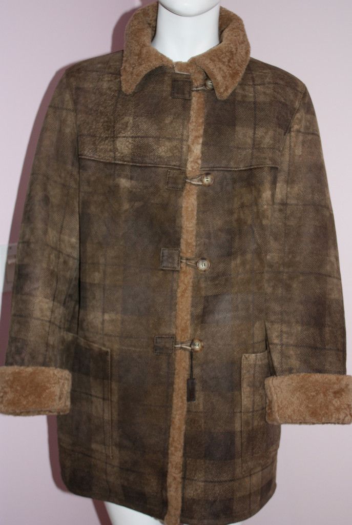 New Jacques Ferber Patterned Sheepskin Coat Size L